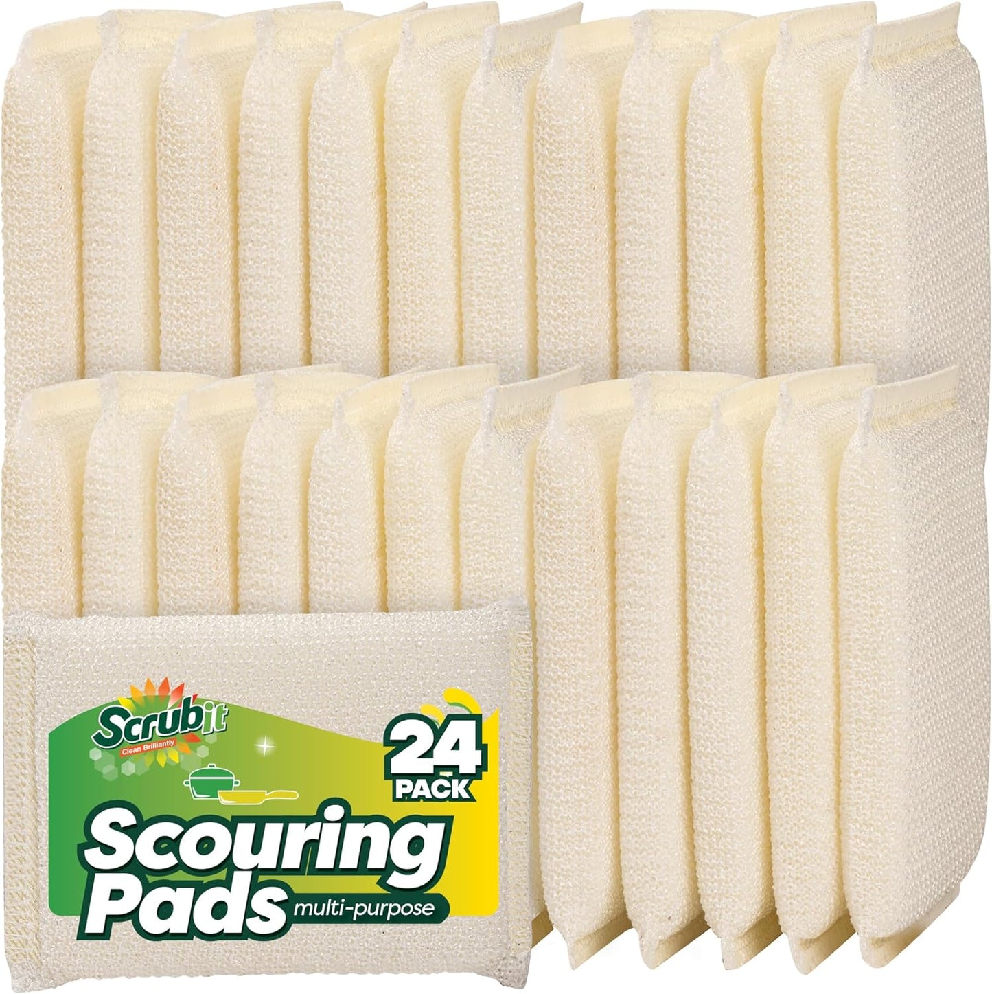 6 Scrub Sponges Kitchen by SCRUBIT, Multi-Purpose Scouring Pads, Non-Scratch Cleaning Sponges for Dishes, Pots & Non-Stick Cookware - Long Lasting Dish Scrubbers for Kitchen, Bathroom & More