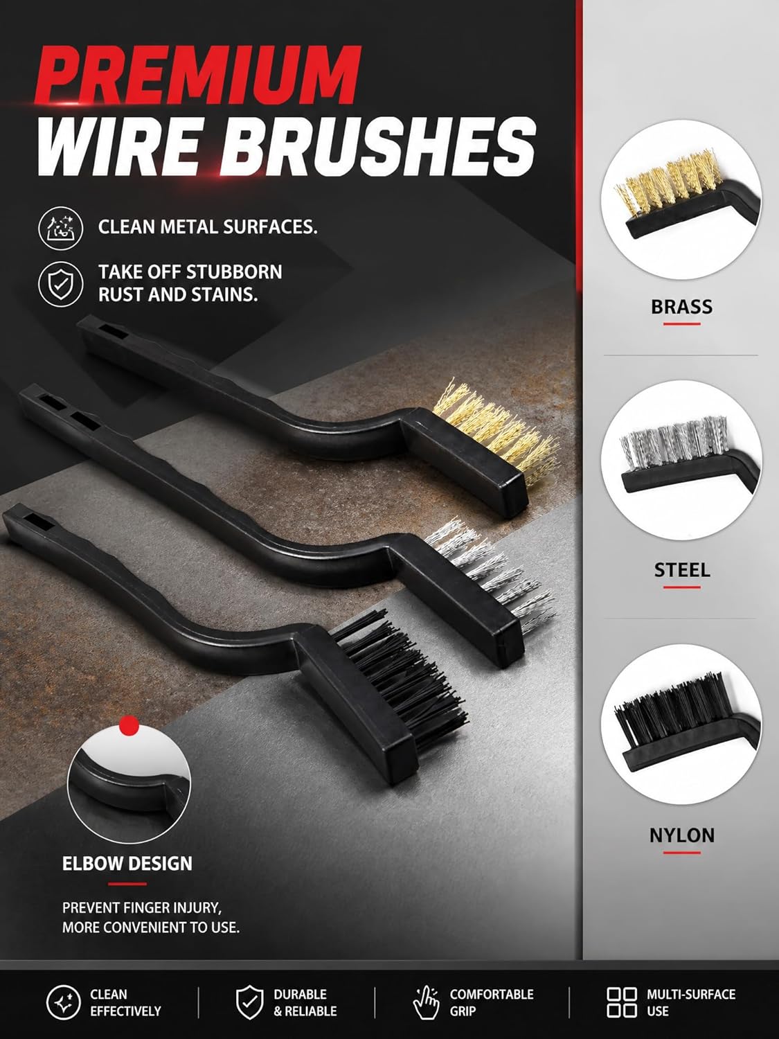 TAKAVU Complete Car Detailing Brush Kit (10 Piece) - Boar Hair Detail, Wire & Vent Brushes with Microfiber Towel for Wheels, Interior, Engine Bay Cleaning