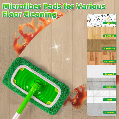 Reusable Mop Pads Compatible with Swiffer Sweeper Mop, Microfiber Dry Sweeping Cloths & Machine Washable Wet Pads Refill for Use on All Sealed Floors - Stone, Hardwood, Laminate & Tile (6 Blue)