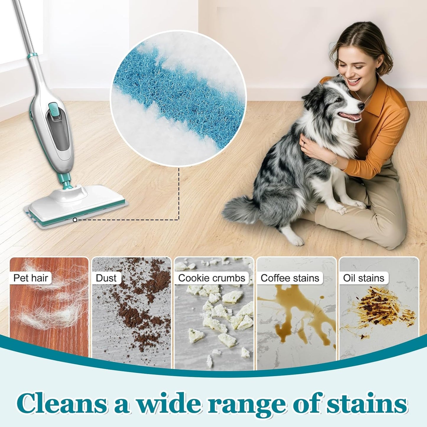 4Pack Steam Mop Pads Replacement for Black+Decker Steam Mop SM1600, SM1610, SM1620, HSM13E1, HSMC1300FX, HSMC1321, HSMC1361SG Cleaner Black and Decker Steam Mop Replacement Pads