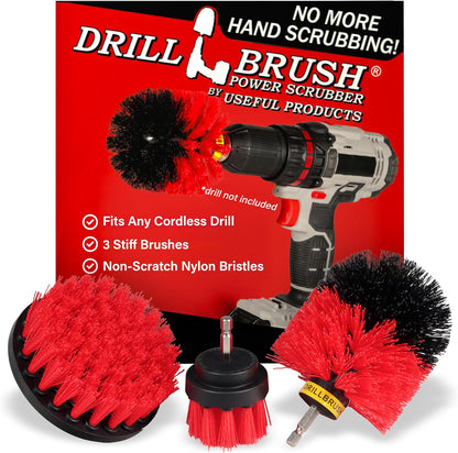 Drillbrush Drill Brush Attachment Set for Bathroom Cleaning – Power Scrubber Brush Kit for Tub, Tile, Shower, and Grout – All-Purpose Household Cleaning Brushes for Drill - Electric Grout Cleaner Kit