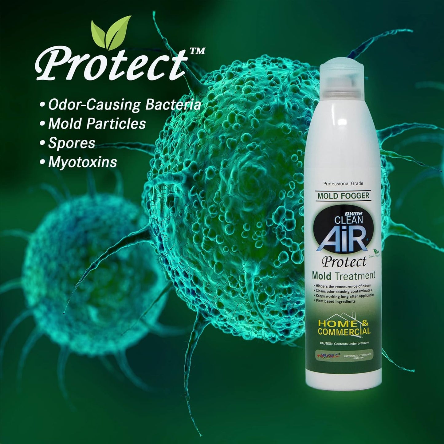 DWD2 Protect™ Home & Commercial Mold-Treatment Plant-Based Mold-Odor Remover Fogger Treatment - eco-friendly solution for a safer and healthier living and working space (8 oz.)
