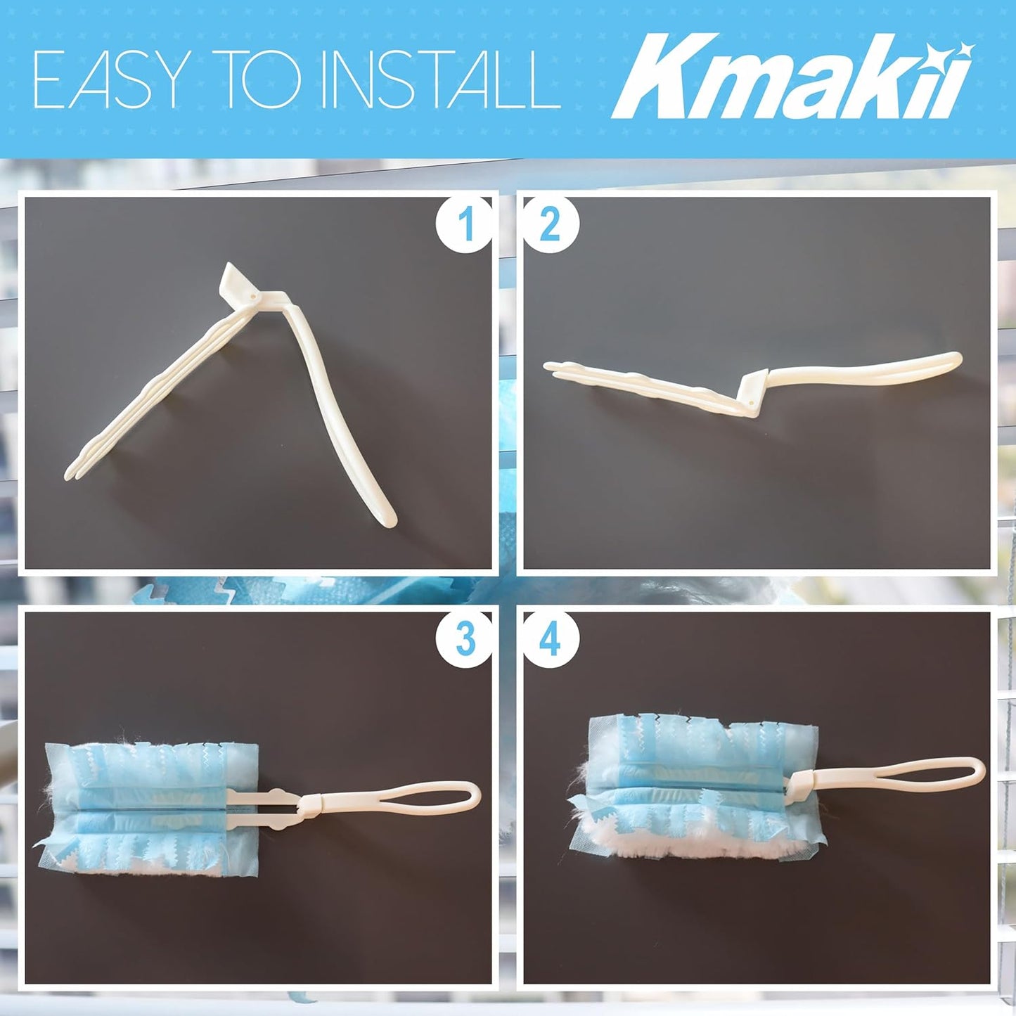 KMAKII Heavy Duty Duster Refills, Blue, Compatible with Universal Duster Handles for Multi-Surface Cleaning, 30 Pack