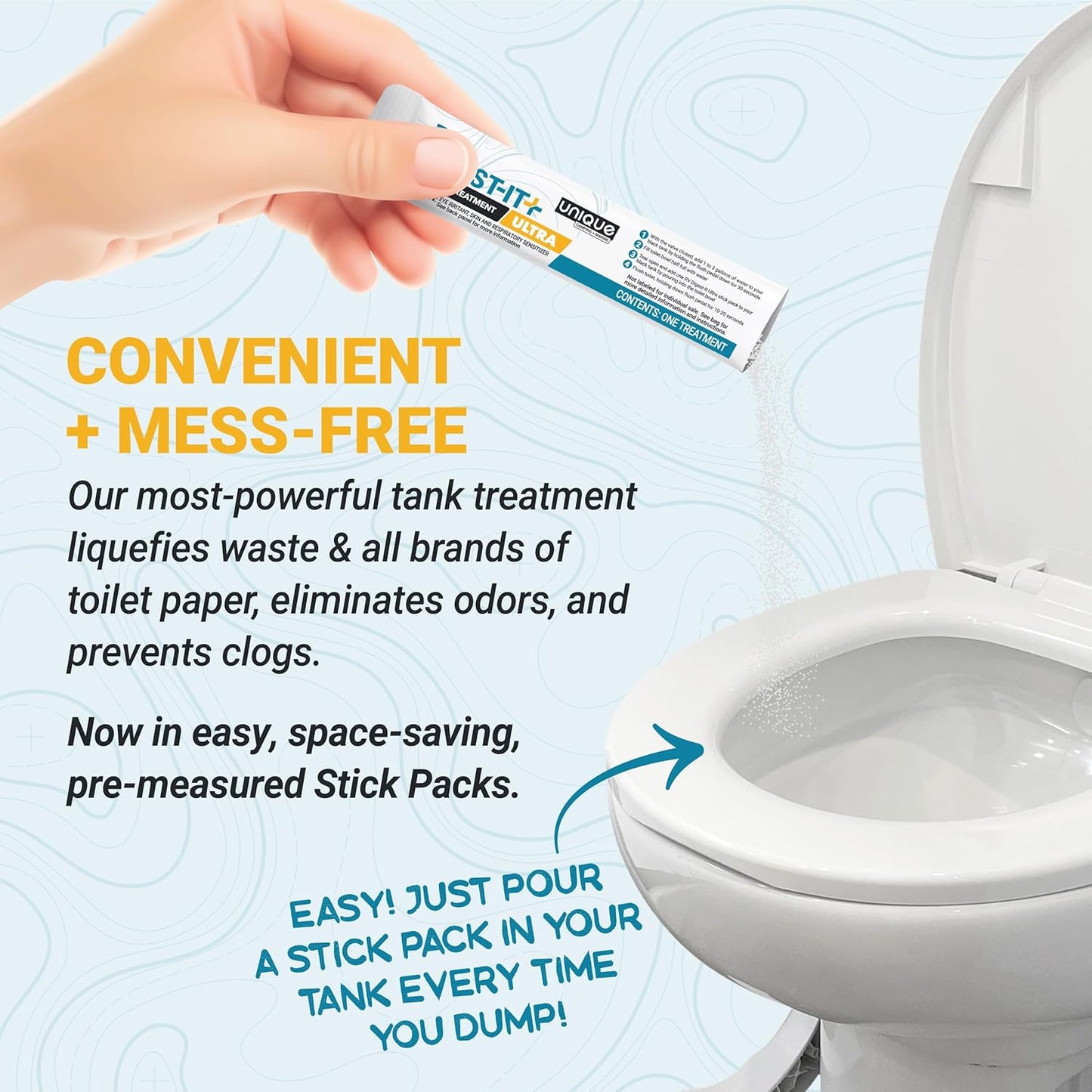 Unique RV Digest-It Plus RV Tank Treatment Pods – 16 Treatments, Breaks Down Waste & Toilet Paper + Eliminates Odors at Source, RV Black Tank Treatment