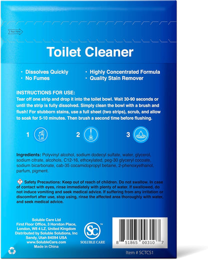 Dissolvable Toilet Bowl Cleaner Sheets (No Bottles, Easy Clean, Quick-Dissolving, Mess-Free, Septic-Safe Cleaning for Home & Office) - 40 Sheets, Pine Scent