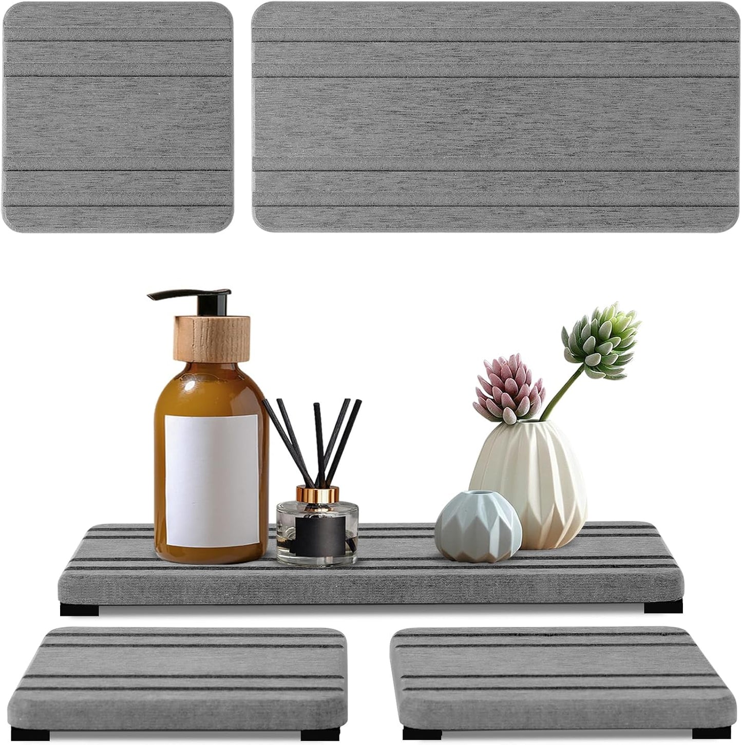 3PCS Water Absorbing Stone Tray, Fast Drying Stone Sink Tray, Stones Soap Trays, Water Absorbent Diatomite Trays, Diatomite Coasters for Kitchen Sink Bathroom Counter, Hand Soap Dish & Holders