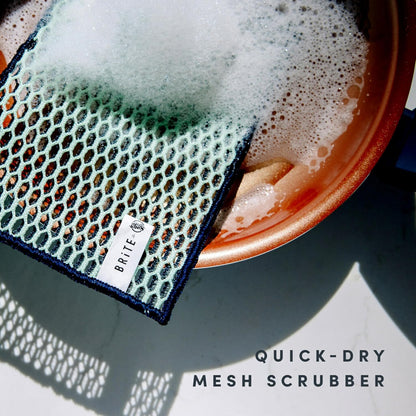 Brite by Scotch-Brite Limited Edition 4-Piece Scrub and Wipe Collection with 1 Rich-Foaming Dish Scrubber, 1 Quick-Dry Mesh Scrubber, and 2 Reusable Sponge Cloths