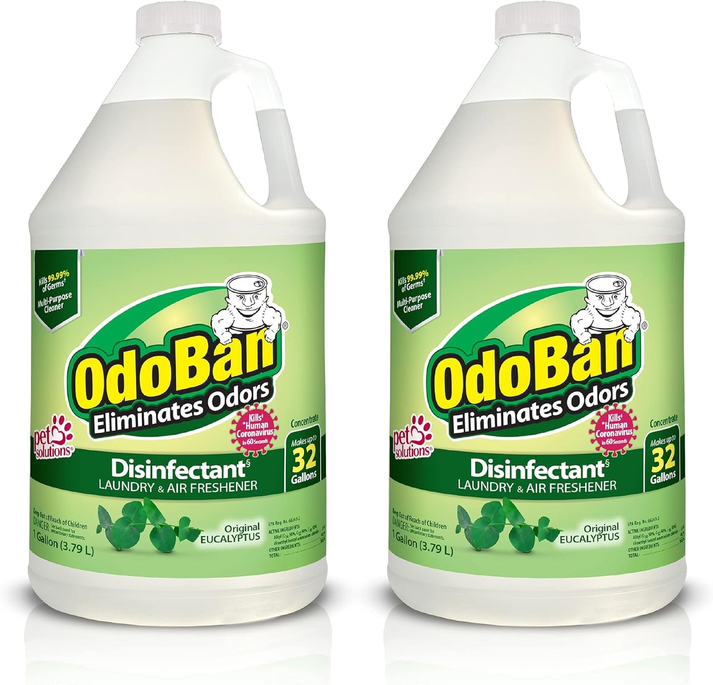 OdoBan Disinfectant Concentrate and Odor Eliminator, Made in the USA, Original Eucalyptus Scent, 1 Gallon