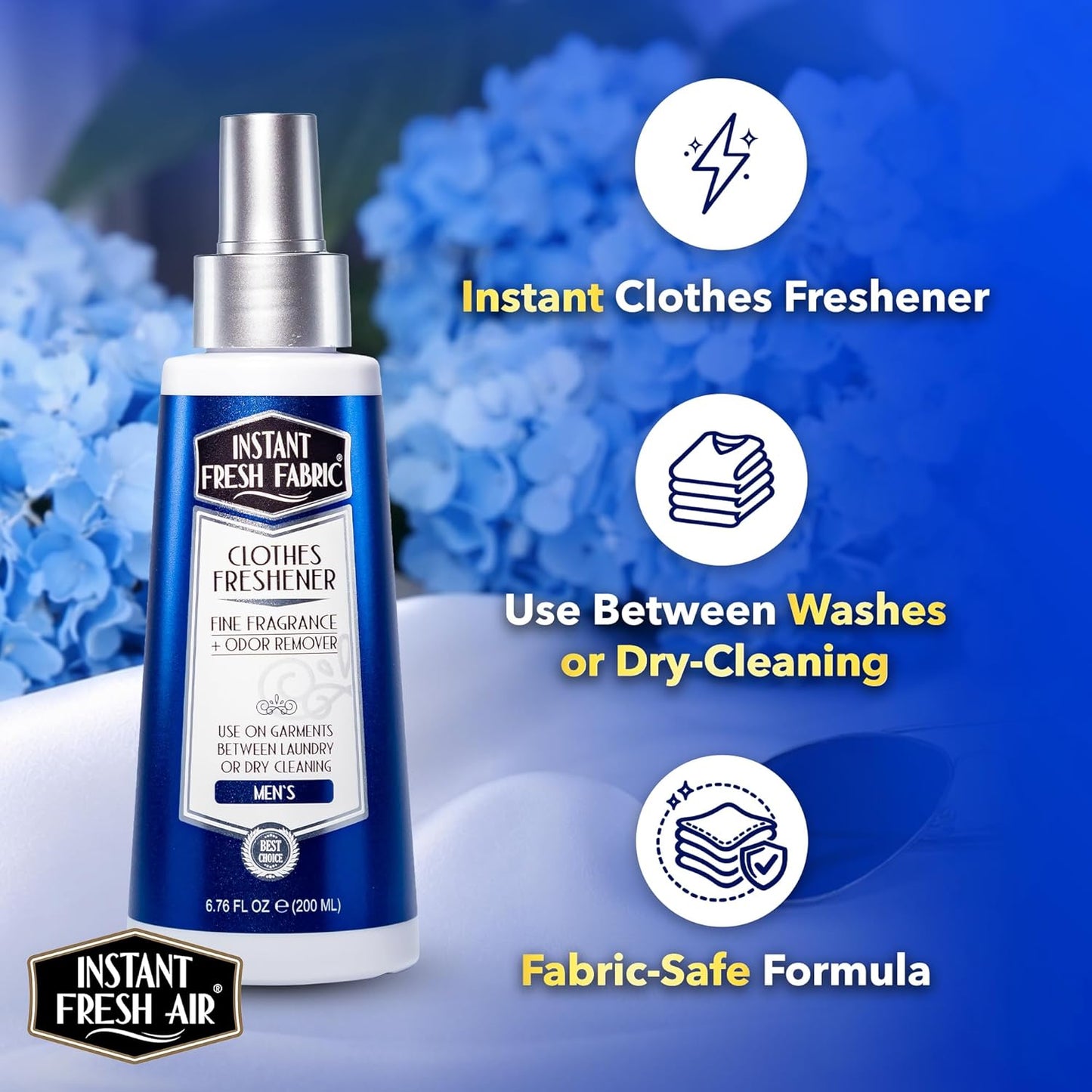 Fabric Freshener Spray & Deodorizer Odor Eliminator - Works Instantly with Noxban™ - Eco-Friendly Fabric Refresher & Odor Neutralizer - Safe for Garments, Linens, Bedding - Men's