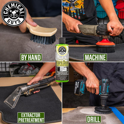 Chemical Guys Foaming Citrus Fabric Clean Drill Brush Kit - High Foaming Stain and Odor Remover, Upholstery, Floor Mat & Car Carpet Cleaner, Deep Cleans & Deodorizes, Citrus Scent - 16 fl oz
