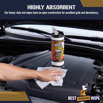 Heavy-Duty Disposable Industrial Work Cleaning Wipes Multi-Purpose, Cleans Paint, Oil, Grime, Grease, Shoes, Engines, Tools, Extra Large, 7” x 10”, 30 Wipes
