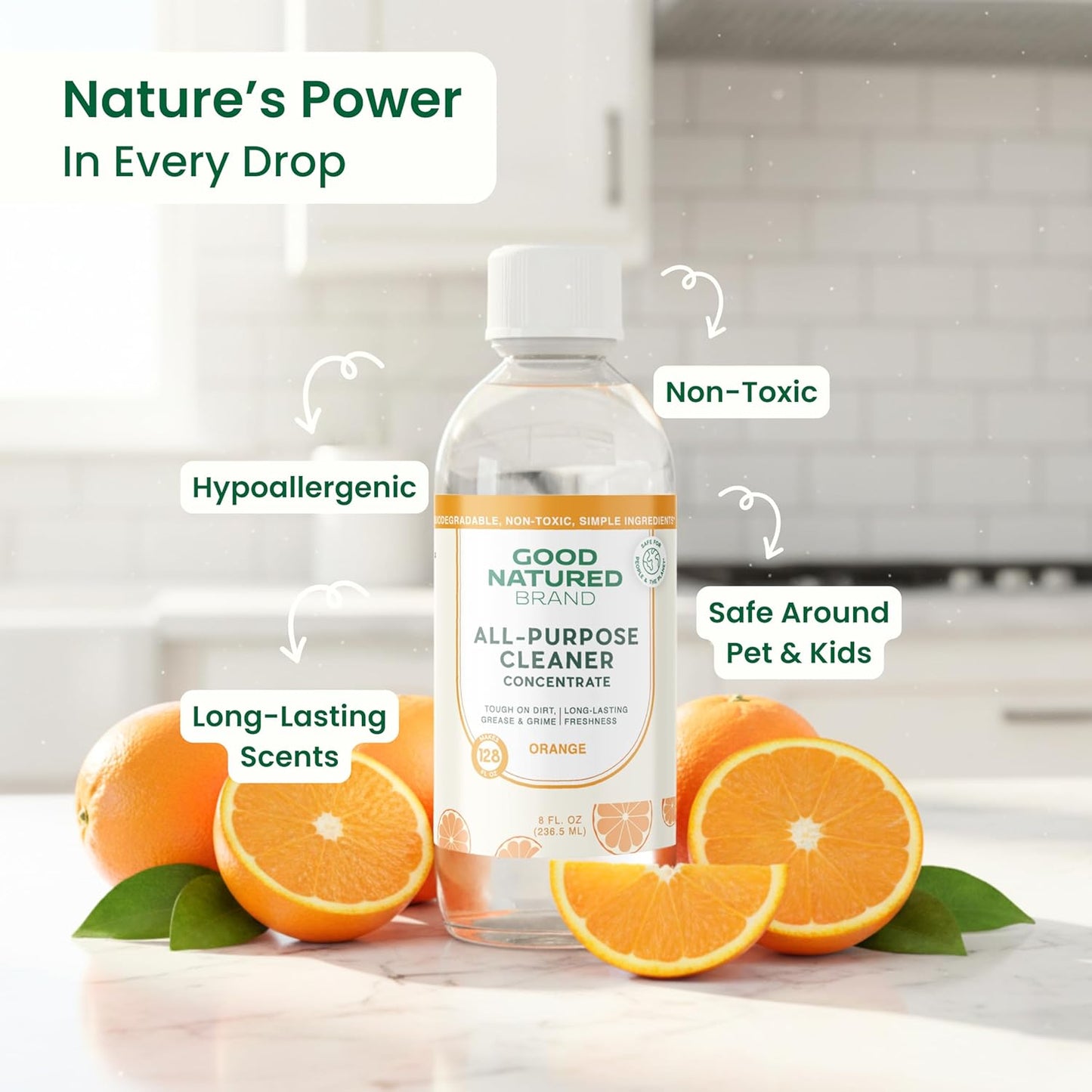 Good Natured Brand | Carpet Deodorizer 31 oz Orange & All-Purpose Cleaner Concentrate 8 oz Orange