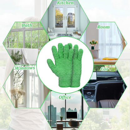 Abeillo Microfiber Gloves for Plants Dusting Cleaning, Reusable Washable Cleaning Gloves Mittens House Cars Blinds Dusting