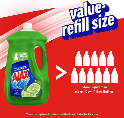 Ajax Ultra Liquid Dish Soap with Fabuloso Watermelon Scent, Fights Grease and Stuck-On Stains, Deep Cleaning Action, Mess-Free, Easy-Flip Cap, 52 fl oz Bottle