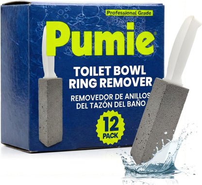PUMIE Pumice Stone Toilet Bowl Cleaner (2-Pack) - Toilet Pumice Stone with Handle - Heavy Duty Scouring Stick for Rings, Bowls, Hard Water Stains, Lime, Rust, Sink - Includes Handle for Easy Use
