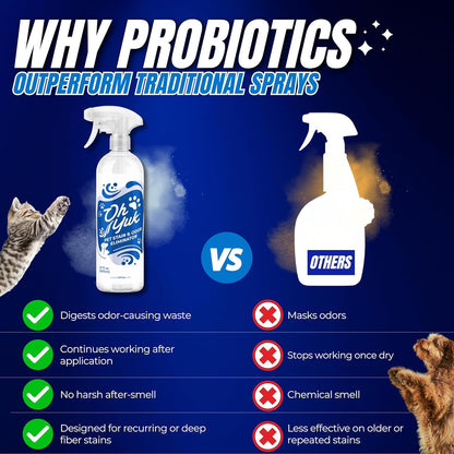 Oh Yuk Probiotics Pet Odor Eliminator and Stain Remover Spray – Dog & Cat Urine and Poop Odor Eliminator for Home, Pet Pee Smell Remover & Deodorizer – 27 fl oz (Fresh Ginger Lime)