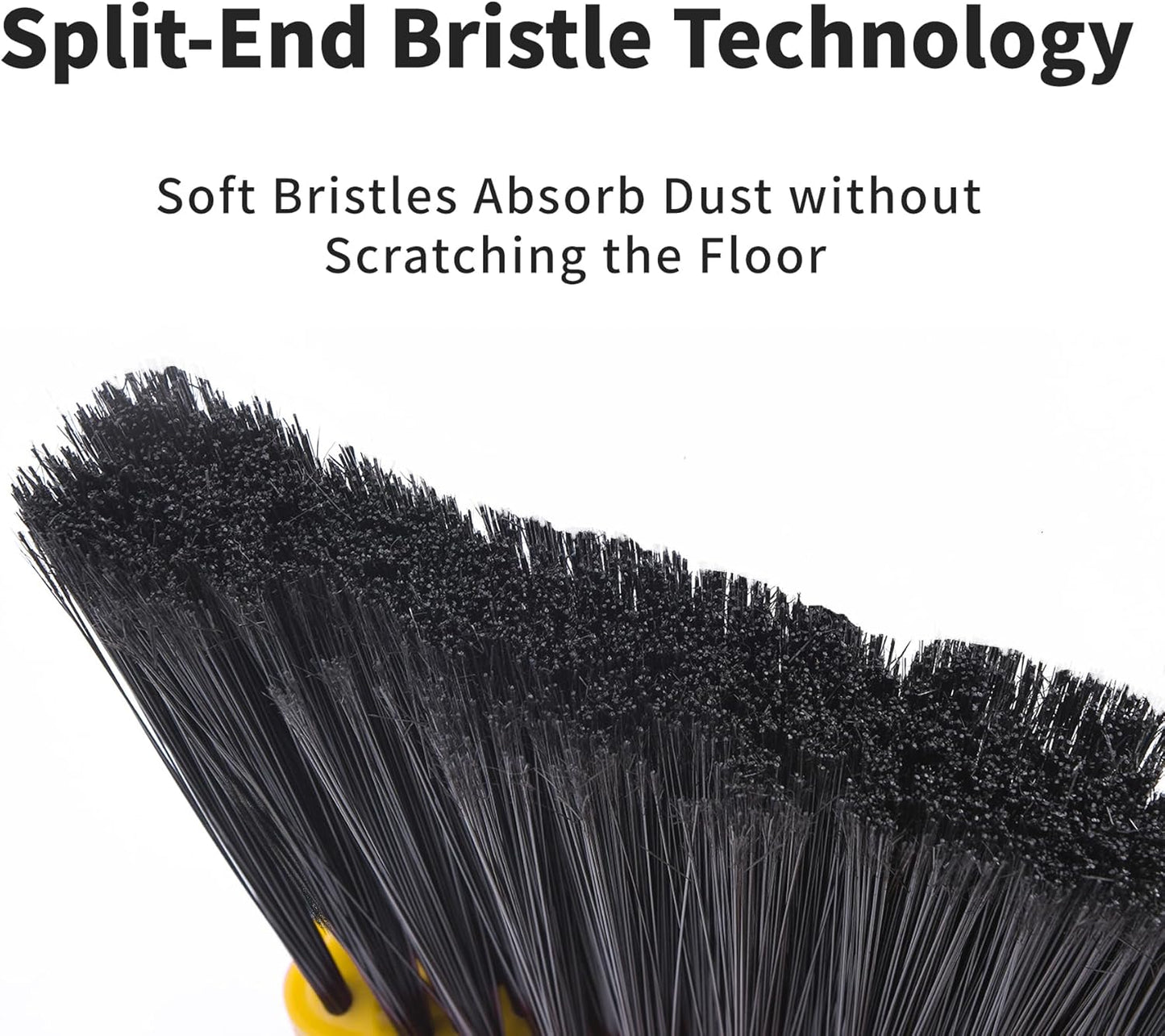 Tiumso Upgrade Broom with Dustpan Combo Set, Broom and Dustpan Set with 51'' Long Handle, Dust Pan and Brooms, ZeroGap Lip, Self-Cleaning Dustpans Teeth for Lobby Kitchen Restaurant - Black and Red