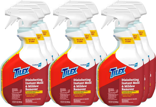 CloroxPro Tilex Disinfecting Instant Mold and Mildew Remover Spray, 32 Fluid Ounces, Pack of 9 (Package May Vary)