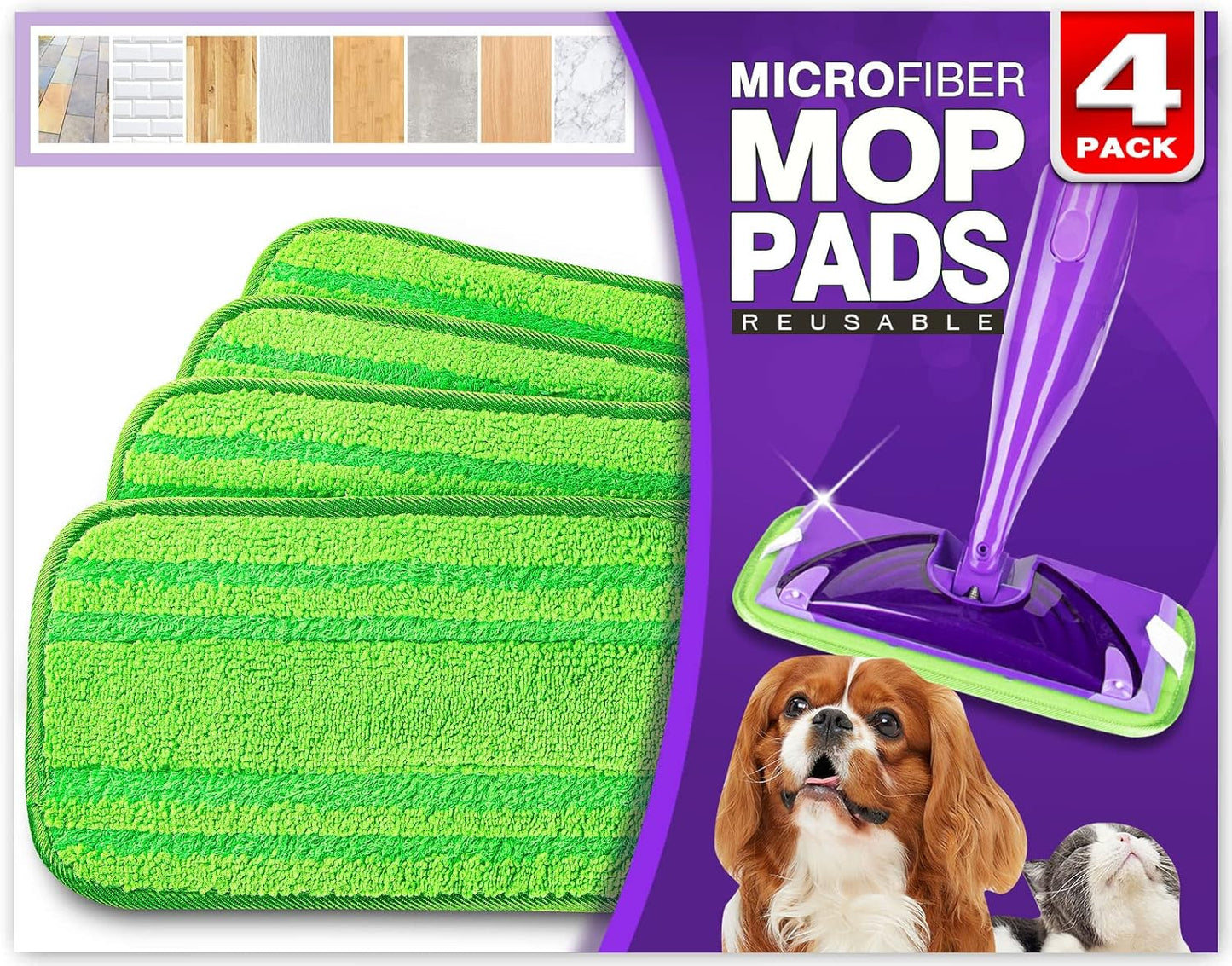 Orighty Microfiber Mop Pads Compatible with Swiffer Wet Jet, Reusable Swiffer Wet Jet Pads Refills, 12 Pack Machine Washable Replacement Pad for Multi Surface Wet & Dry Cleaning