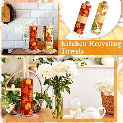 Redbaker 50 Pcs Reusable Paper Towels Paperless Reusable Cotton Cloths Toilet Absorbent Washable Paper Towels with Roll Kitchen Dishcloth for Kitchen Paperless Dishcloths(Stripe)