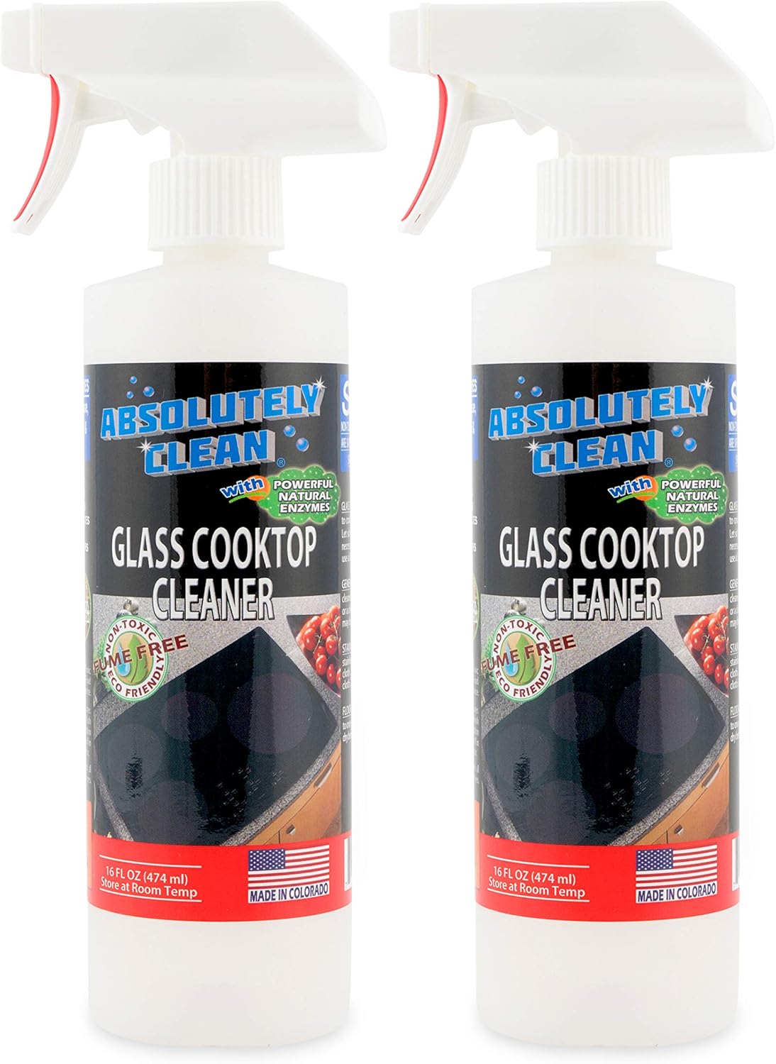 Absolutely Clean Amazing Ceramic & Glasstop oven cleaner heavy duty- Fume Free & Scratch Free - Streakfree - Powerful, Natural Enzymes - USA Made (16 oz)