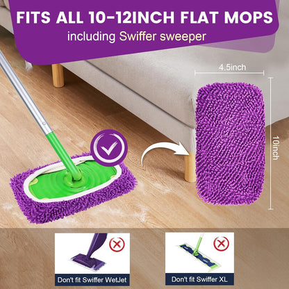 6Pcs Reusable Microfiber Mop Pads Compatible with Sweeper Mop, Replacement Wet Mopping pad Refills & Washable Dry Sweeping Cloths for Surface/Hardwood Floor Cleaning