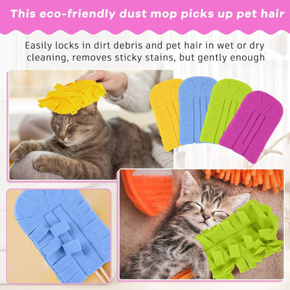 Zubebe 12 Pcs Duster Refill Reusable Fleece Duster Refills Feather Flat Dusters Multi Surface Washable Cleaning Pads Tools for Home, Blinds, Car, Pet, Furniture, Fans (Dark Color)