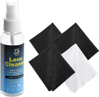 Lens Cleaner Spray 2 Eyeglass Cleaner Bottels, with 4 Microfiber Cloths Kit Ammonia and Streak Free Safe for Eyewear and Electronics