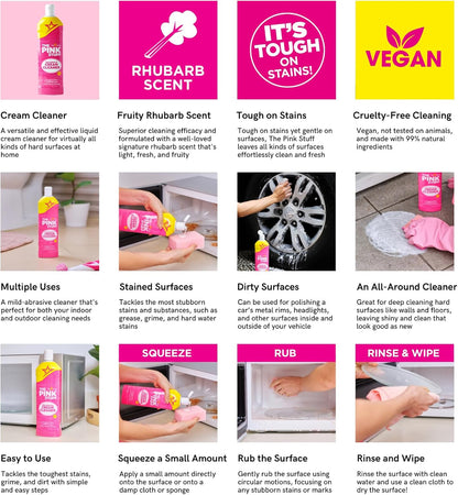 Stardrops The Pink Stuff Miracle Cream Cleaner for Stainless Steel & Multi-Purpose Surfaces – Removes Grease, Grime, Limescale & Soap Scum – Tough on Stains, Gentle on Surfaces – 500ml
