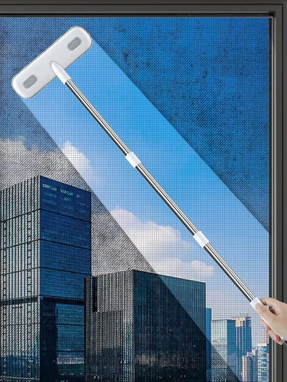 Rubber Floor Squeegee for Smooth Surface Concrete Floor, Tile Floor, Heavy Duty Garage Shower Floor Squeegee Broom for Removing Water, Commercial Scrubber Mop with Adjustable Long Handle