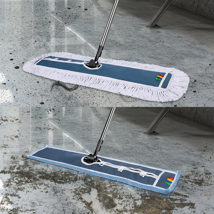 42" Commercial Dust Mop for Floor Cleaning, MASTERTOP Large Flat Mop with Long Handle, Sweeping Broom with 2 Different Mops Pads, Industrial Mop for Hardwood, Tile, Gym, Office, Mall, Warehouse