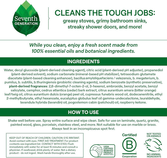 Seventh Generation Ultra Deep Probiotic Multi Surface Cleaner, 9.4 Fl Oz, Fresh Breeze, 80% USDA Biobased All Purpose Cleaning Spray, Breaks Down Tough Grease & Grime, Safe for Kids & Pets