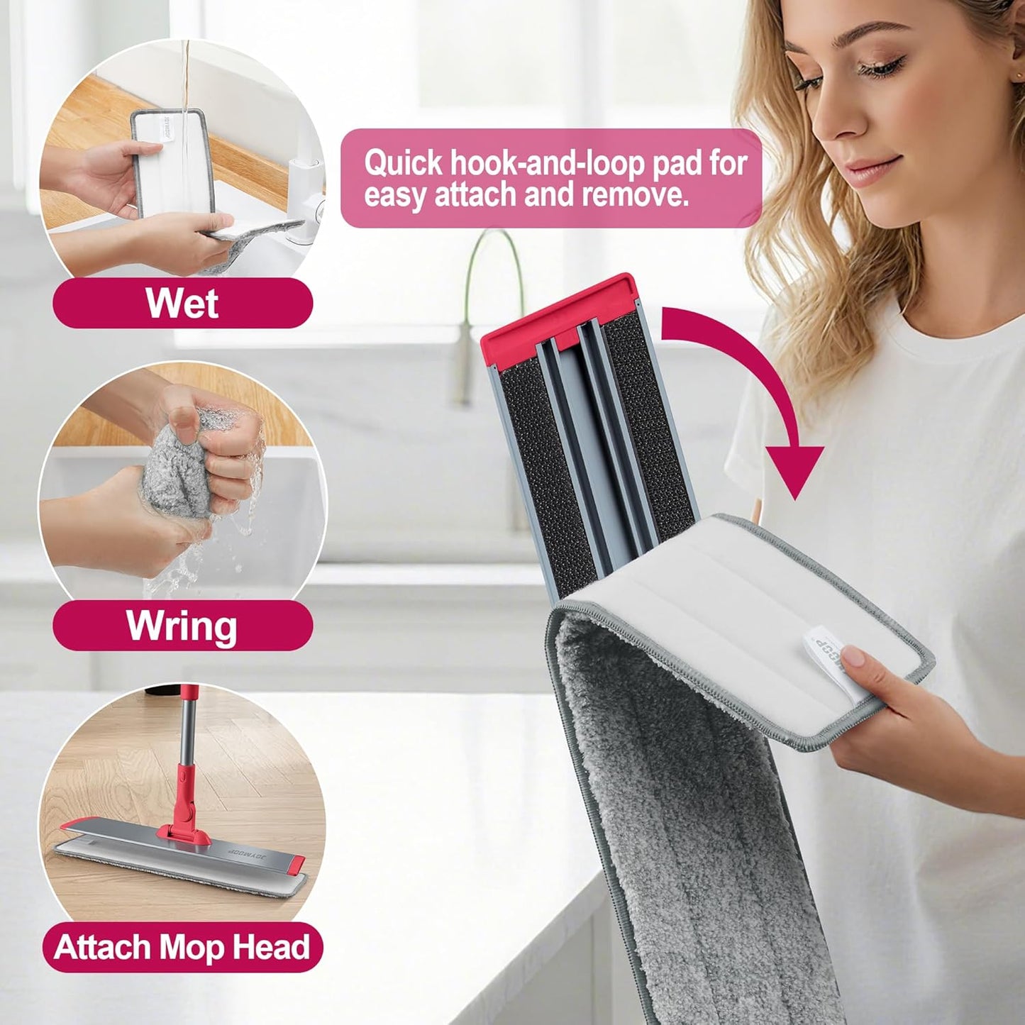 JOYMOOP 18 Inch Dust Mop for Hardwood Floors, Heavy Duty Industrial Wet Dry Mops with Telescopic Handle, Includes 5 Microfiber Mop Pads