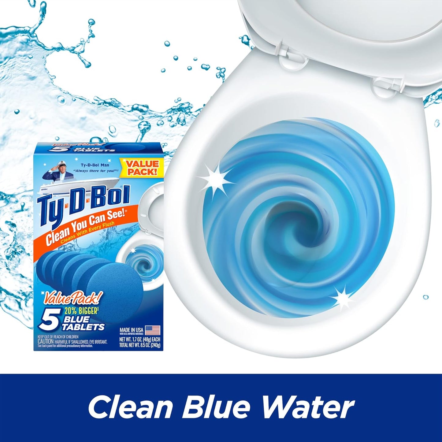 Ty-D-Bol Bleach-Free Toilet Bowl Cleaner Tablets Variety Pack - (10 Pack) 1.4 oz - 5 Lavender and 5 Blue Tablets - Fights Hard Water Stains, Mineral Buildup & Limescale - Bathroom Cleaning Supplies