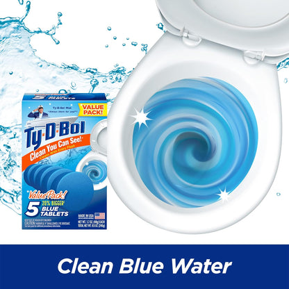 Ty-D-Bol Bleach-Free Toilet Bowl Cleaner Tablets Variety Pack - (10 Pack) 1.4 oz - 5 Lavender and 5 Blue Tablets - Fights Hard Water Stains, Mineral Buildup & Limescale - Bathroom Cleaning Supplies