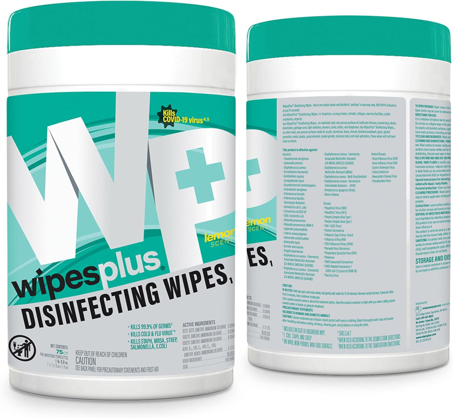 WIPESPLUS Disinfecting Surface Wipes Canister Bleach Free with Lemon Scent for Home and Business, 450 Count, (6 Packs of 75)