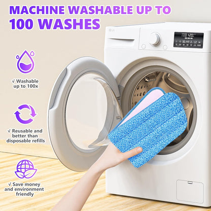 6 Pack Reusable Mop Pads Compatible with Swiffer PowerMop, Wood Floor Pads Microfiber Mop Replacement Refills Machine Washable for All Floor Surfaces