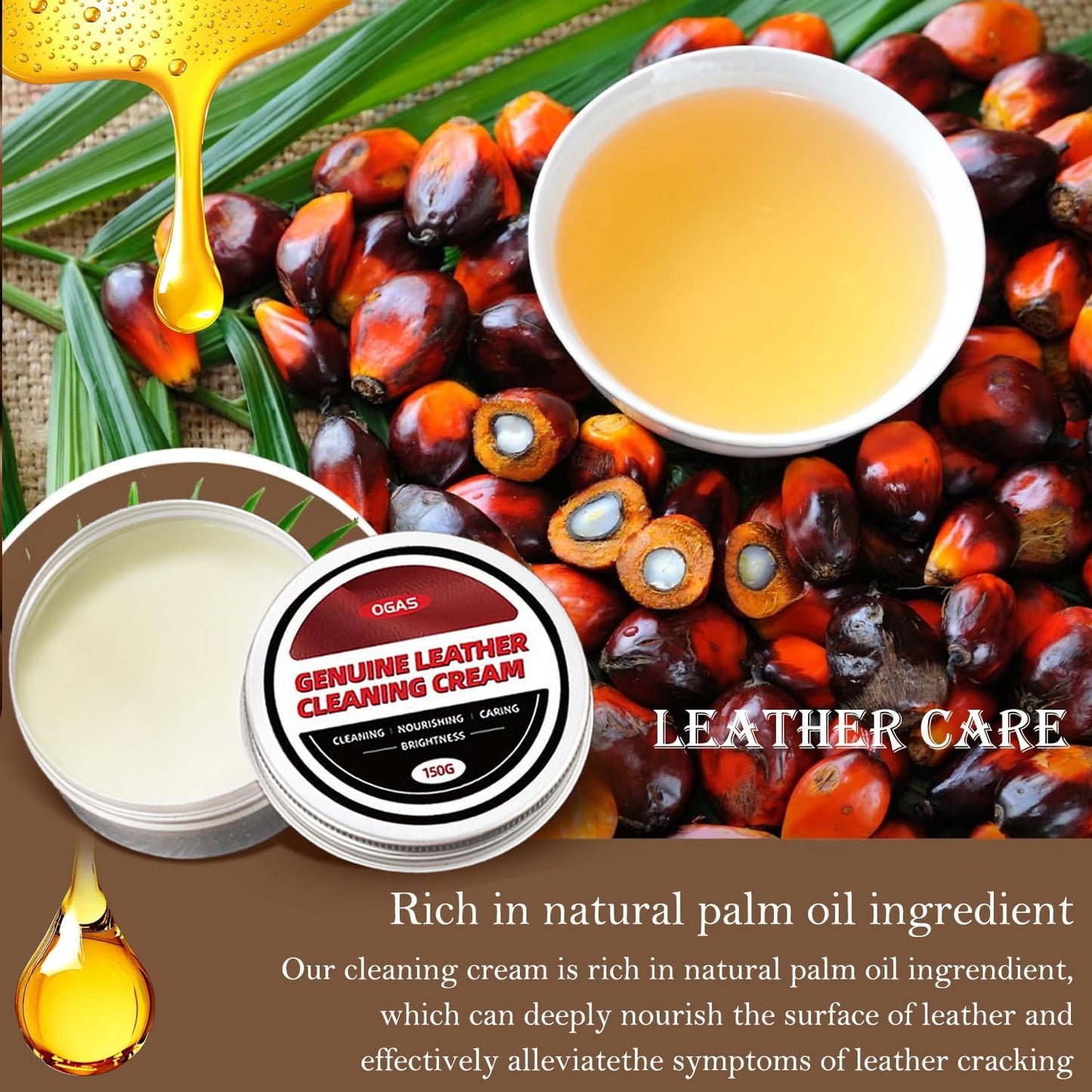 Natural Leather Conditioner & Cleaner Paste with Coconut Oil, Waterproof Leather Care Balm for Boots Shoes Bags Jackets Furniture, Softens Restores Protects Full Grain Smooth Leather-5.3Oz