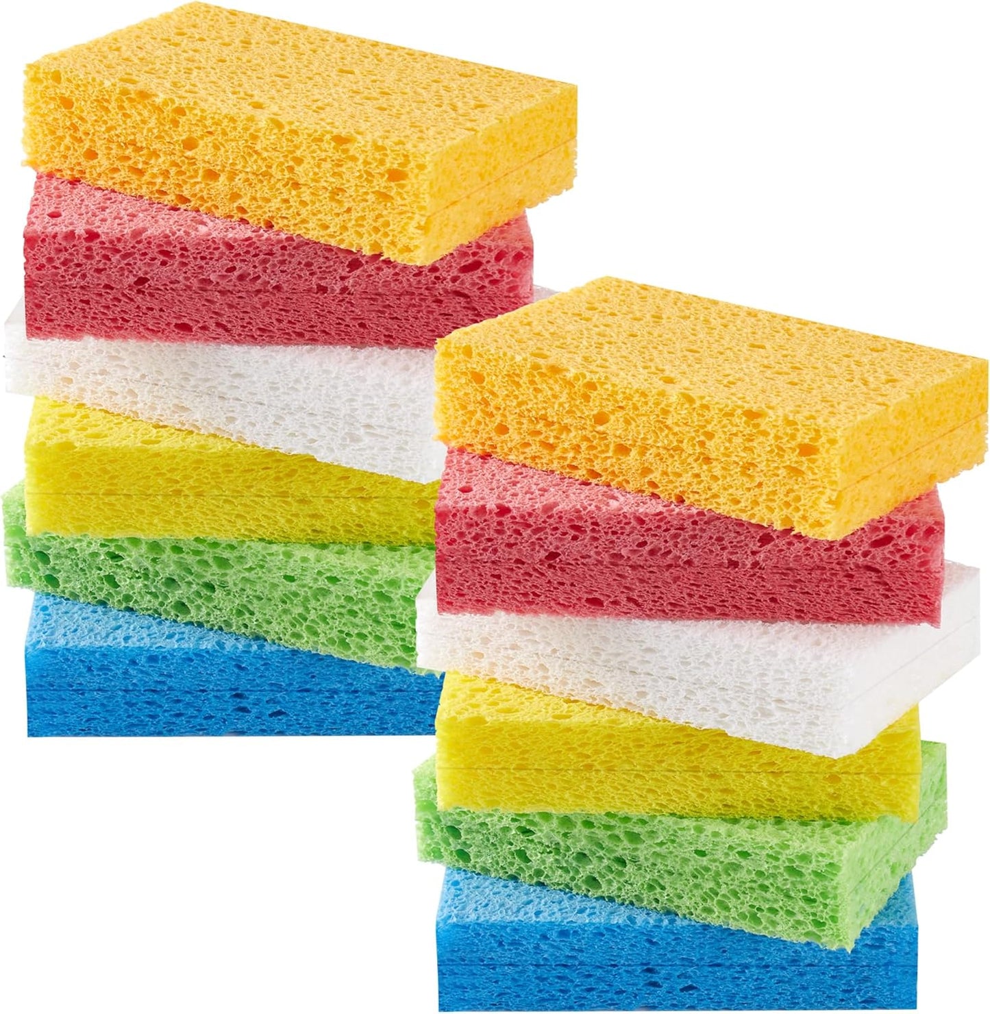 JOYMOOP Textured Clean Sponges, Dual-Sided Non-Scratch Soft Scrub Dish Sponge, Safe for Non-Stick Cookware, Kitchen and Household Cleaning, 12 Pack [Grey & White]