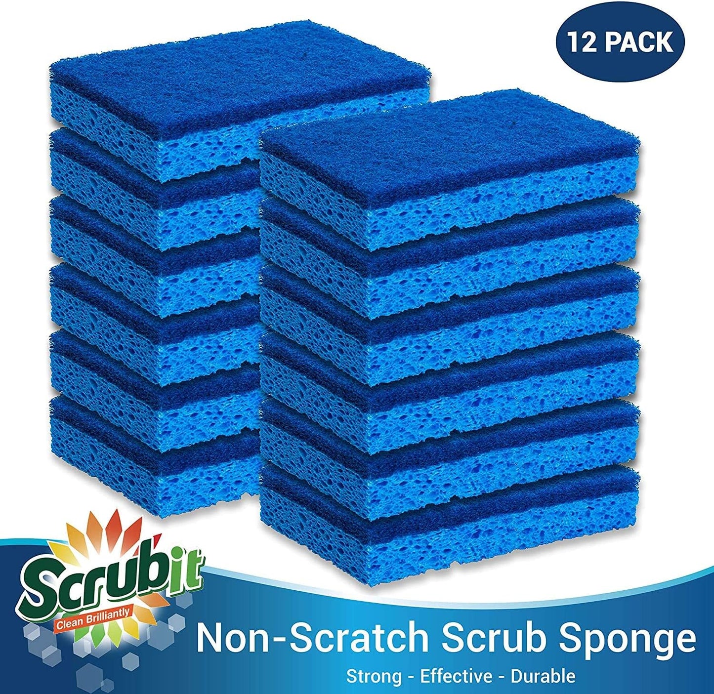 Scrubit Non-Scratch Cleaning Scrub Sponges- Scrubbing Dish Sponge Ideal for Washing Kitchen,Dishes, Bathroom &More – Dishwashing Sponge Along with A Thought Scrubber – 24 sponges