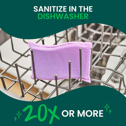 Scotch-Brite Dobie Stay Clean Scrubbers, Non-Scratch Dual-Sided Dish Sponges with Absorbent Cloth Side, Odor Resistant Scrubbing Pads for Dishes and Household Cleaning, 8-Pack