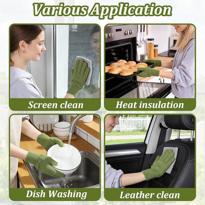 Abeillo Microfiber Gloves for Plants Dusting Cleaning, Reusable Washable Cleaning Gloves Mittens House Cars Blinds Dusting