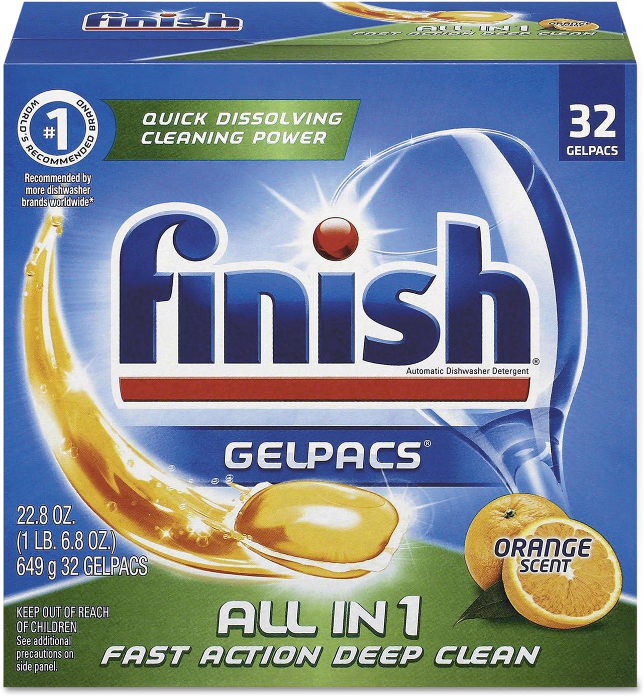 ** Dish Detergent Gel Packs, Orange, 32/Box **
