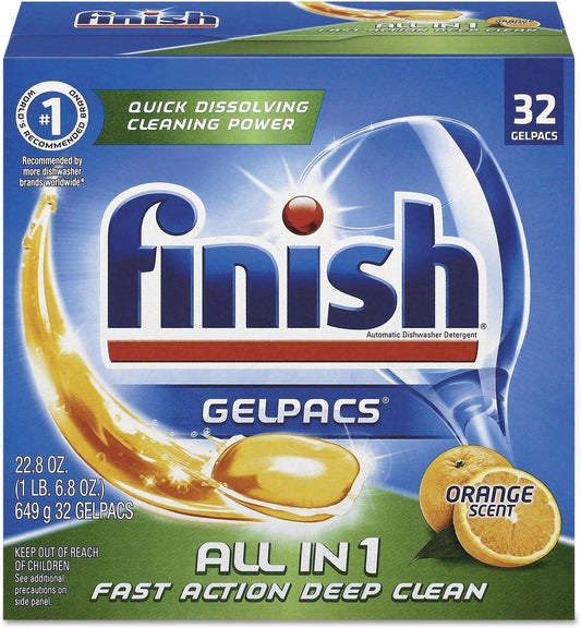 ** Dish Detergent Gel Packs, Orange, 32/Box **