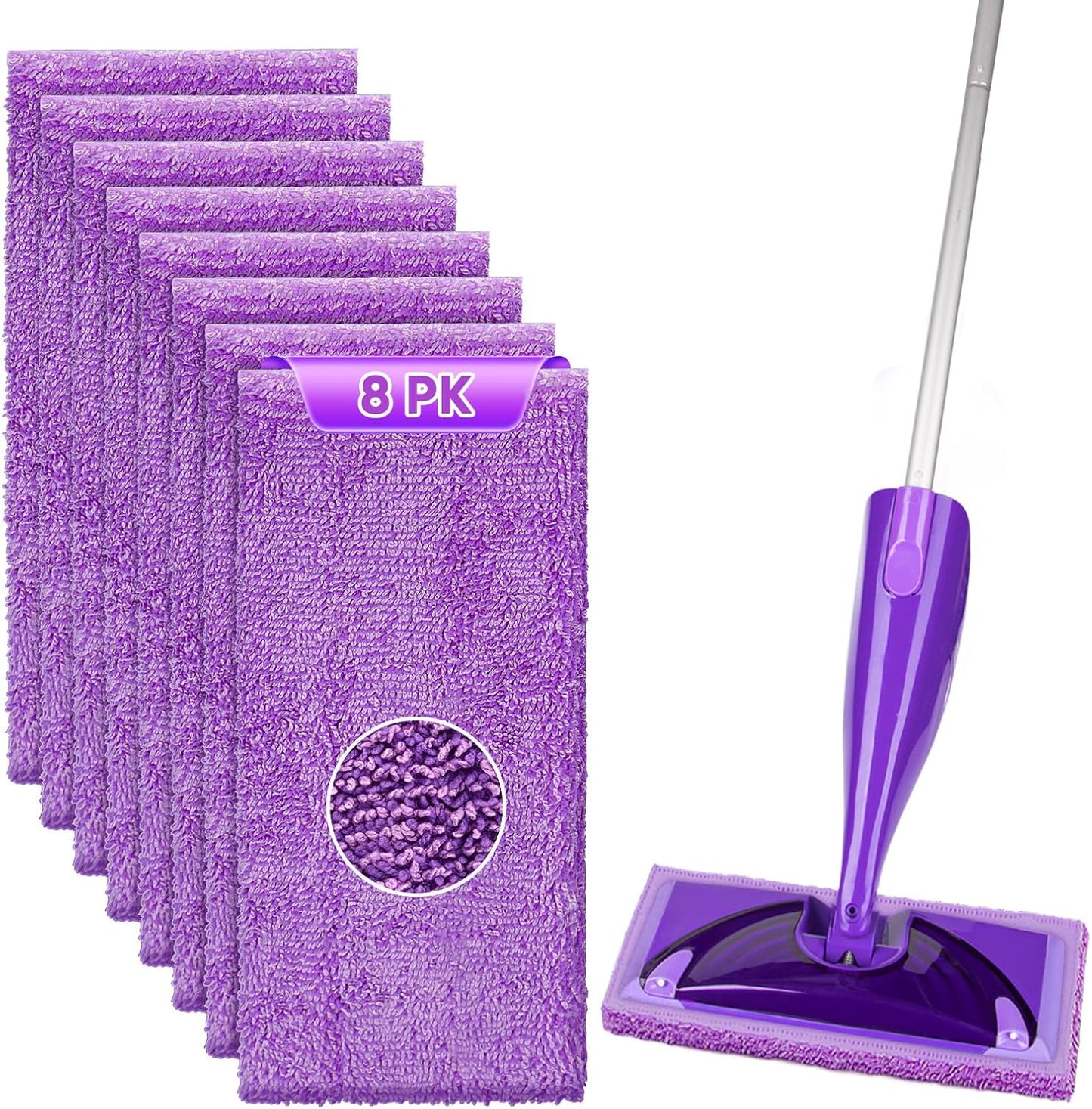 HOMEXCEL Microfiber Pads Compatible with Swiffer Wet Jet-15"x5.5", Reusable Pad Refills, Machine Washable Replacements for Multi Surface Wet & Dry Floor Cleaning, 8 Pack