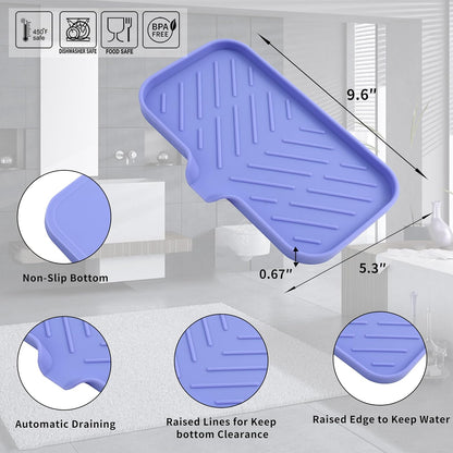 MicoYang Silicone Bathroom Soap Dishes with Drain Spout-Bathroom and Kitchen Sink Organizer,Sponge Holder,Dish Soap Tray,Perfect for Dispenser,Scrubber,Bottle,Cup on Sink or Counter-Black 4.9"×3.2"