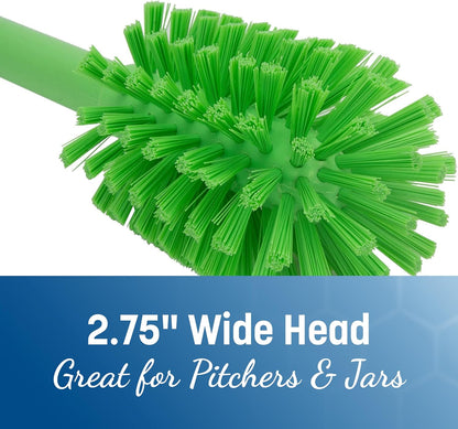SPARTA Large Water Bottle Brush Ideal for Wide-Mouth Jars, Bottles and Tumblers, Dishwashing Tool with Handle for Home and Commercial Kitchens, Plastic, 12 Inches, White