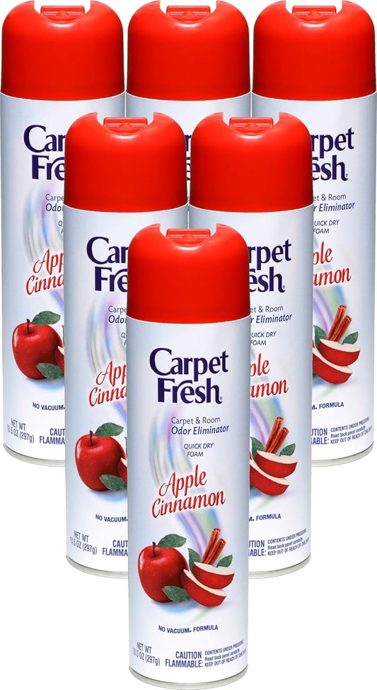 Carpet Fresh 280174 No-Vacuum Aerosol Foam Carpet Odor Eliminator, 10.5 oz. Apple Cinnamon Fragrance (Pack of 6)