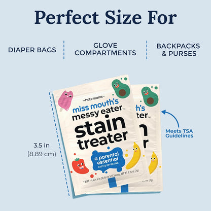 Miss Mouth's Messy Eater Stain Treater Spray - 4oz & 10 Wipes Stain Remover - Newborn & Baby Essentials - No Dry Cleaning Food, Grease, Coffee Off Laundry, Underwear, Fabric