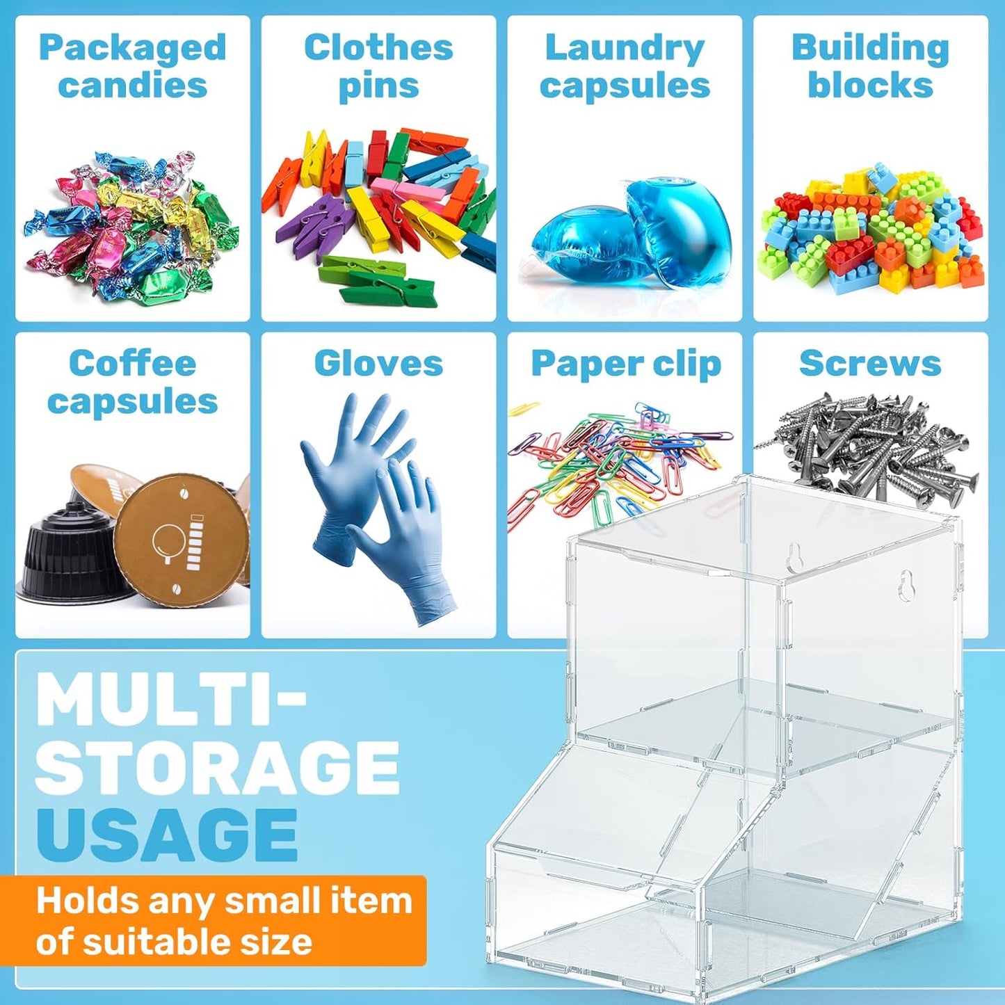 Laundry Pods Container, Acrylic Laundry Detergent with 2 Lid, Dishwasher Pods, Powder Detergent Container, Powder for Room Organization